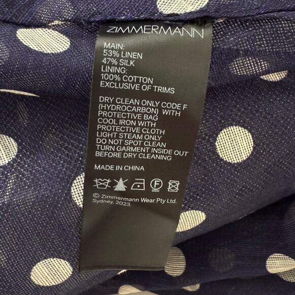 ZIMMERMANN High Tide Polka-Dot Halter Midi Dress Mesh Tulle Blue 0 (US 4) NWT - Picture 11 of 14